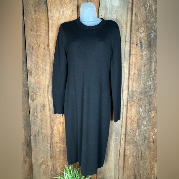 Worth Black Wool Knit Dress with Wrap - Size Petite - Picture 2 of 10